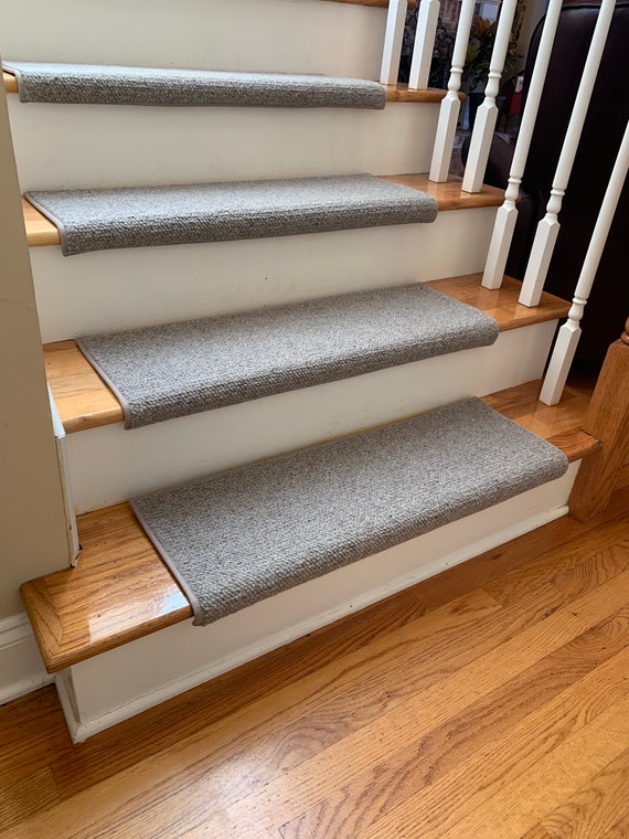 Dakota Slate 100% Wool! True Bullnose® Padded Carpet Stair Tread Runner Replacement for Style, Comfort and Safety (Sold Each)