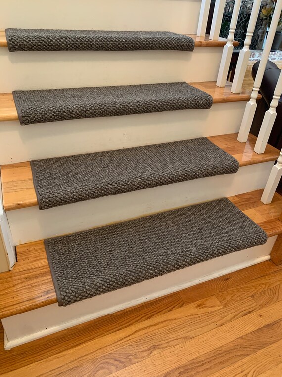 Kailash Graphite YAK WOOL! True Bullnose® Padded Carpet Stair Tread Runner Replacement for Style, Comfort and Safety (Sold Each)