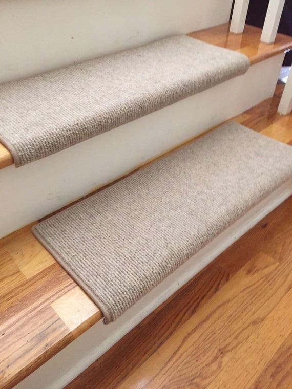 SALE BOX SET! - Set of 13 Bristol Linen Ecco Tex Wool Blend True Bullnose® Stair Treads 31" wide X 10" deep