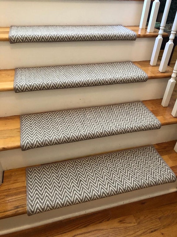 Aspen II French (plus other colors) 100% Wool! True Bullnose® Padded Carpet Stair Treads Runner Replacement, Comfort and Safety (Sold Each)