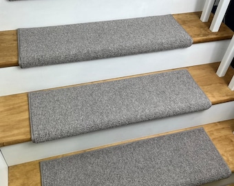 Washington Square La Paloma (plus other colors) 100% Wool! True Bullnose® Padded Carpet Stair Tread (Sold Each)