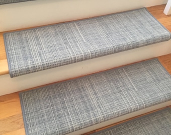 Traverse Chambray (plus other colors) True Bullnose® Padded Carpet Stair Tread - For Safety Comfort Dog Cat Pet (Sold Each)