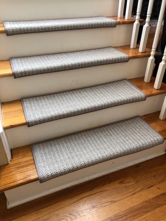 Island Wave Pewter True Bullnose® Padded Carpet Stair Tread (Sold Each)