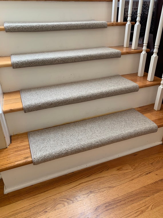 Hamilton Cobblestone 100% Wool! True Bullnose® Padded Carpet Stair Tread Runner Replacement for Style, Comfort and Safety (Sold Each)
