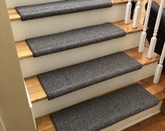 Alfa Flannel 100% Wool True Bullnose® Padded Carpet Stair Tread Handmade Step Cover Comfort Safety Dog Cat Pet Runner- (Sold Individually)