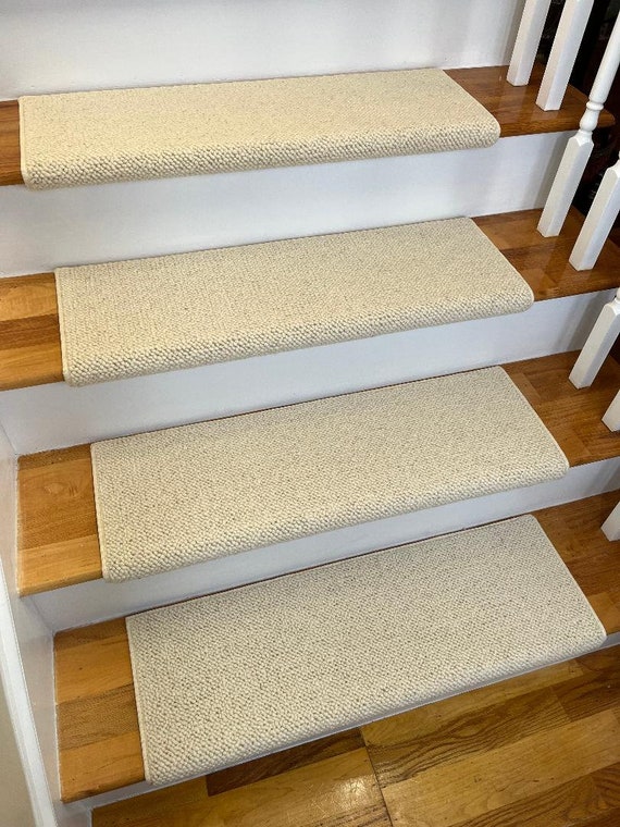 SALE BOX Set! Set of 13 JMish Alfa Linen 100 percent Wool True Bullnose® Padded Stair Treads 35" wide X 10" deep