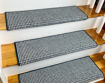 Luxury Cadence 2 Maritime Blue (plus other colors) 100% New Zealand Wool True Bullnose® stair treads  (Sold Each)
