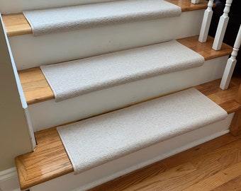 Morocco Natural 100% Wool! True Bullnose®® PADDED Carpet Stair Tread Runner Replacement for Style, Comfort and Safety (Sold Each)