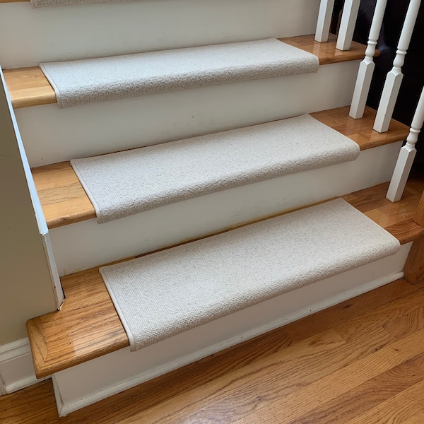 Morocco Natural 100% Wool! True Bullnose®® PADDED Carpet Stair Tread Runner Replacement for Style, Comfort and Safety (Sold Each)