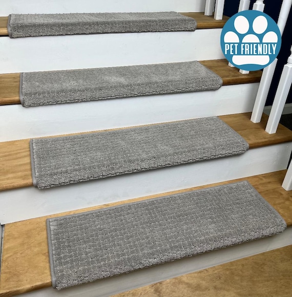 Pawstruck Silver Fox (plus other colors) Pet Friendly True Bullnose® Padded Carpet Stair Tread (Sold Each)