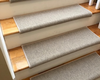 SALE! Ready to Ship Manchester Creme EccoTex Wool! - True Bullnose™ Stair Treads 31" Wide x 10" Deep