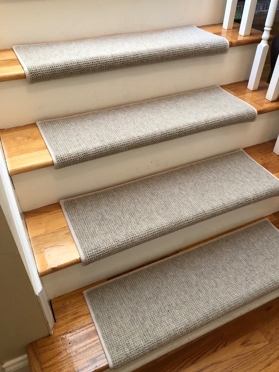 SALE! Ready to Ship Manchester Creme EccoTex Wool! - True Bullnose™ Stair Treads 31" Wide x 10" Deep