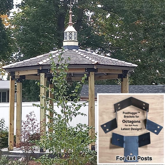PostHugger™ 32 pc 4x4 Octagon Pergola Bracket Set! | For 4x4 (3.5"x3.5") Posts | 1/8" Plate Steel Made In USA