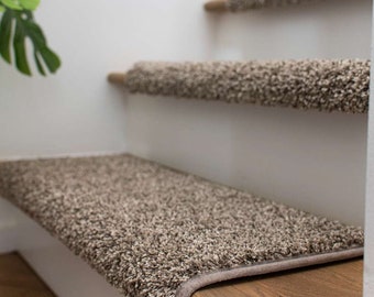 Dream On Buff True Bullnose® Padded Carpet Stair Treads Runner Replacement for Style, Comfort and Safety (Sold Each)