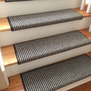Black Tie Black Jack 100% New Zealand Wool! - TRUE Bullnose™ Carpet Padded Stair Treads - Style, Comfort and Safety (Sold Each)