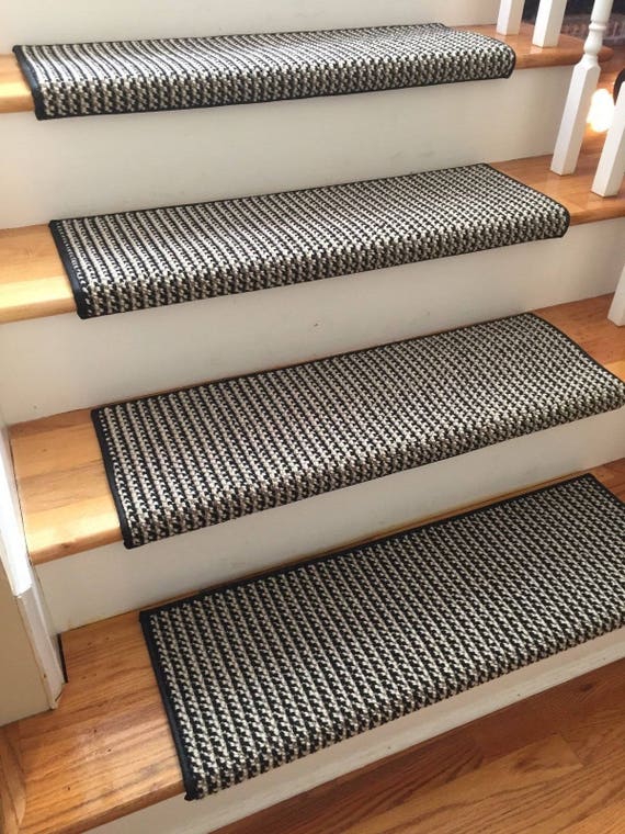 Black Tie Black Jack 100% New Zealand Wool! - TRUE Bullnose™ Carpet Padded Stair Treads - Style, Comfort and Safety (Sold Each)