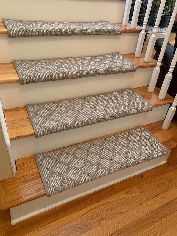 J Mish Tiburon Flat Weave 100% Wool! - True Bullnose® Padded Carpet Stair Tread Runner for Style, Comfort & Safety (Sold Each)