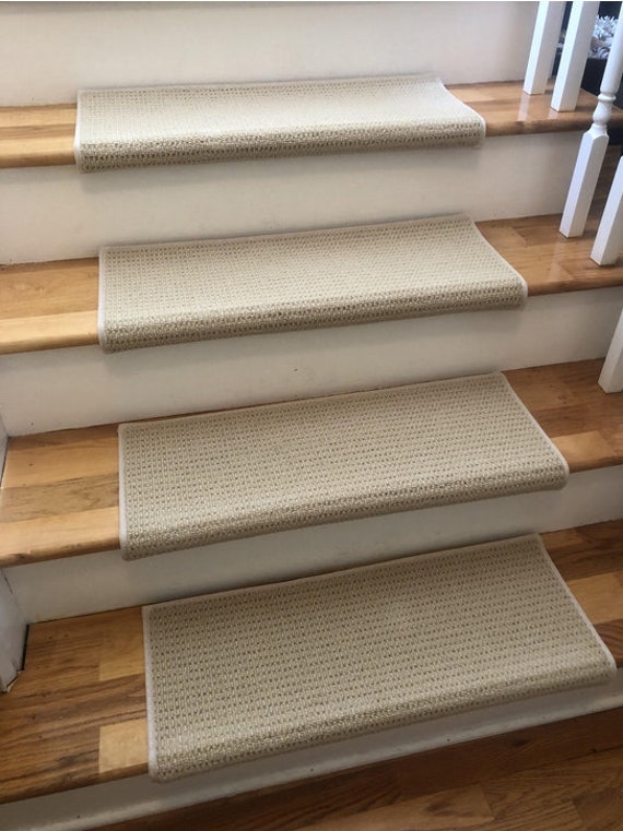 OPEN BOX SALE!-Set of 15 Marquess Butternut 100% New Zealand Wool True Bullnose®  Stair Treads 27" wide X 10" deep