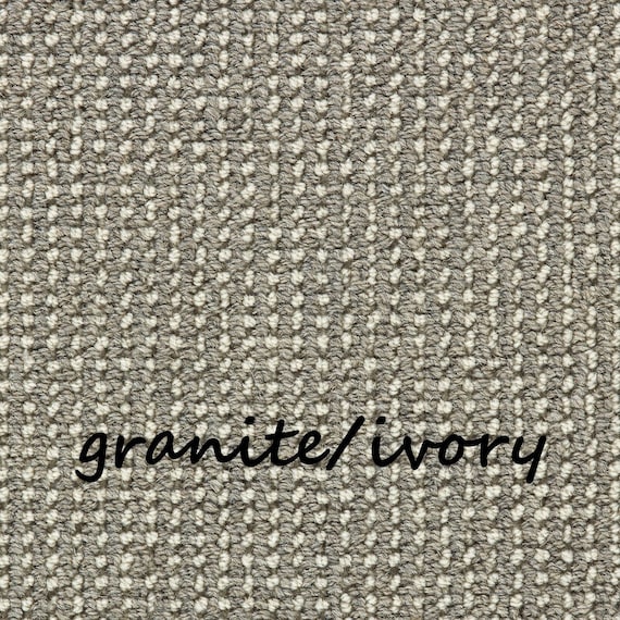 Ready to Ship SALE! Adderbury Granite/Ivory EccoTex Wool! - True Bullnose® Padded Stair Treads 27" wide X 10" deep (sold individually)