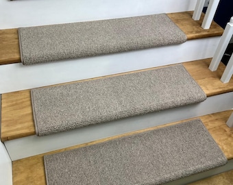 Washington Square Northwoods (plus other colors) 100% Wool! True Bullnose® Padded Carpet Stair Tread (Sold Each)