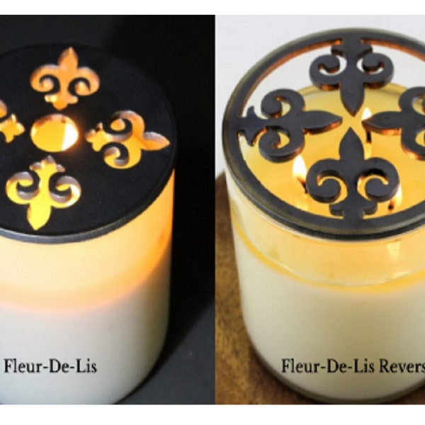 Fleur-De-Lis & Fleur-De-Lis Reverse Handcrafted Candle-Saver™ Brand Toppers! Look Great-Help Melt Candles Evenly! Fit Yankee Candles, More!