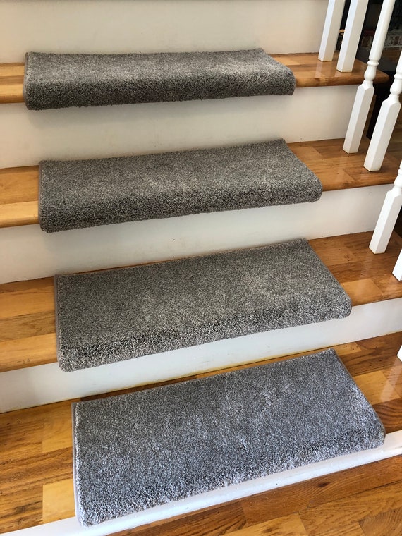 SALE BOX SET! Set of 16 Soft Sensations River Bed Shag True Bullnose™ Padded Carpet Stair Treads 27" wide X 10" deep
