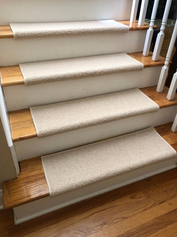 Hamilton Manila 100% Wool! True Bullnose® Padded Carpet Stair Tread Runner Replacement for Style, Comfort and Safety (Sold Each)