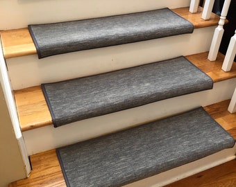 Velvet Chic Cobblestone True Bullnose® Padded Carpet Stair Tread - For Safety Comfort Dog Cat Pet (Sold Each)