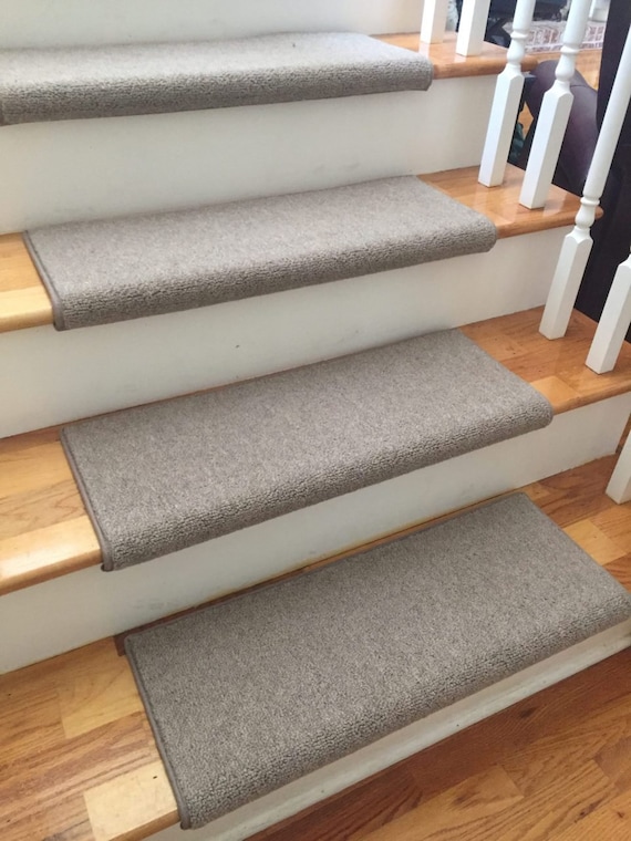 SALE BOX SET! Set of 15 Richmond Taupe Ecco-Tex Wool Blend True Bullnose® Padded Stair Treads 27" wide X 10" deep