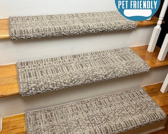 Batique Aged Parchment Pet Friendly True Bullnose® Padded Carpet Stair Tread (Sold Each)