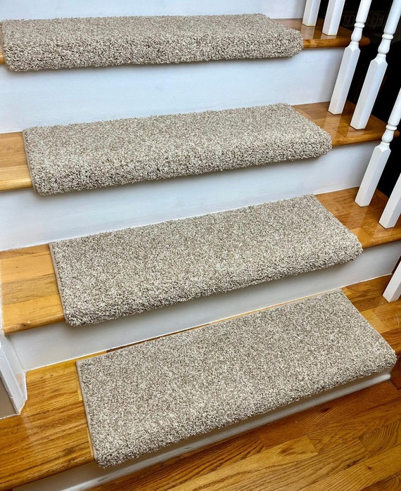 Bossa Nova Potter's Clay Shag Anso Nylon True Bullnose® Padded Carpet Stair Tread Runner Replacement for Style, Comfort & Safety (Sold Each)