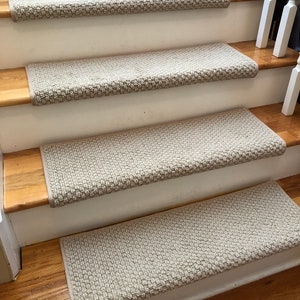 Cathedral Hill II Cream Puff (and other colors) True Bullnose® Padded Carpet Stair Tread - For Safety Comfort Dog Cat Pet (Sold Each)