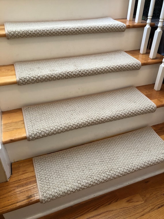 Cathedral Hill II Cream Puff (and other colors) True Bullnose® Padded Carpet Stair Tread - For Safety Comfort Dog Cat Pet (Sold Each)