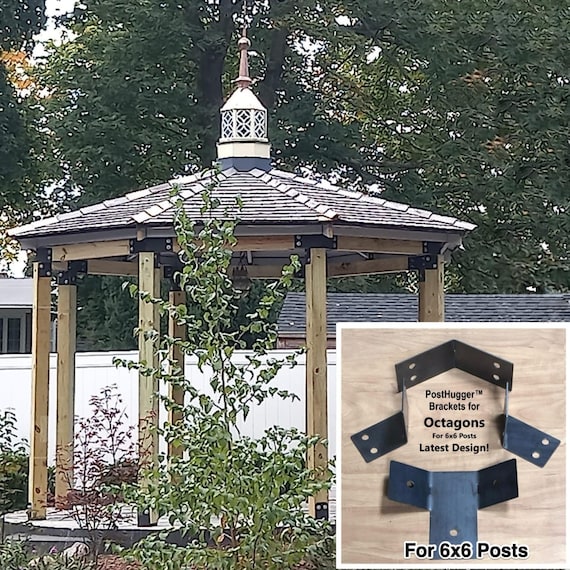 PostHugger™ 32 pc 6x6 Octagon Pergola Bracket Set | For 6x6 (5.5"x5.5") Posts | 1/8" Plate Steel Made In USA