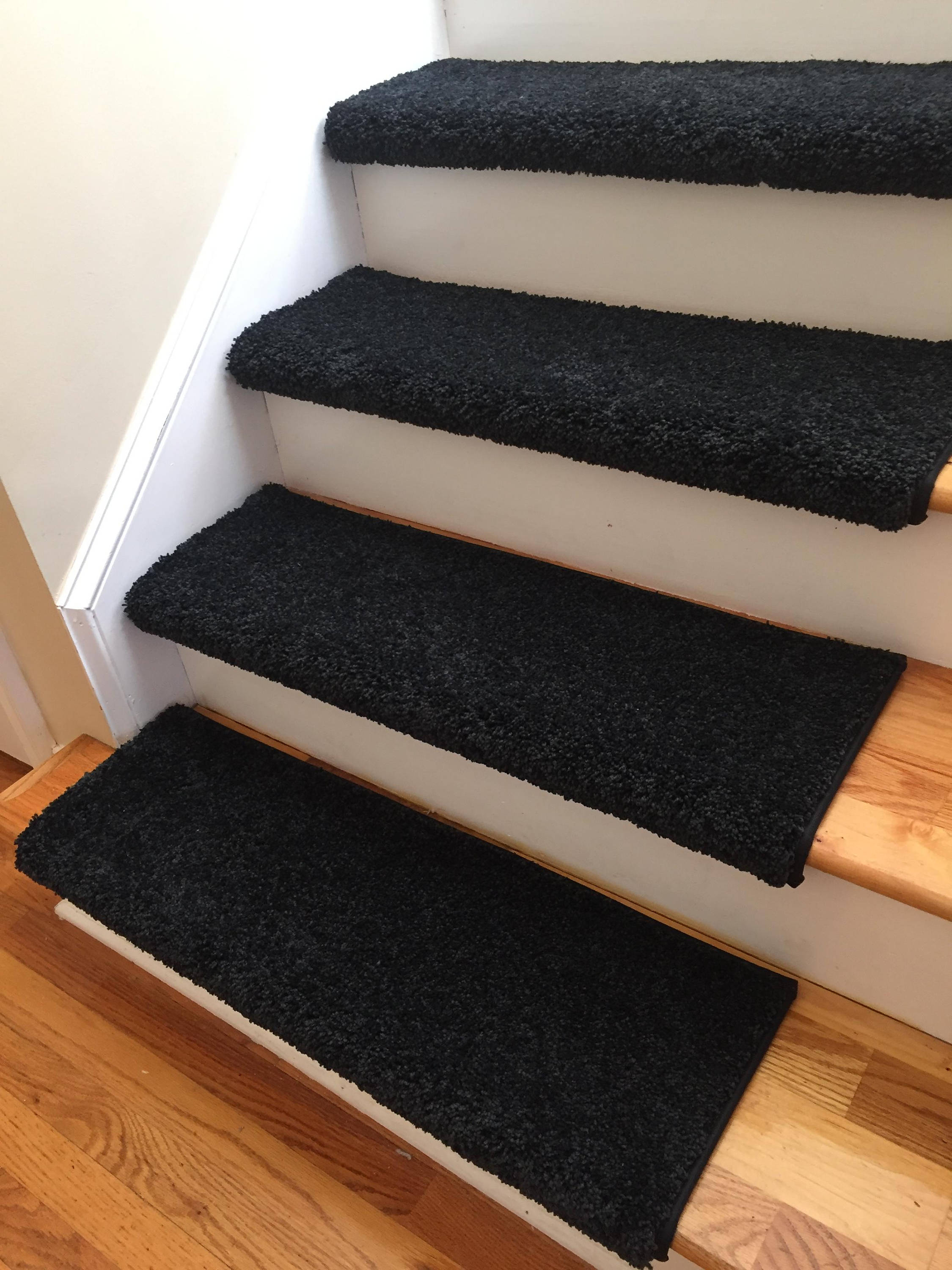 Coal Black True Bullnose™ Padded Carpet Stair Tread - For ...