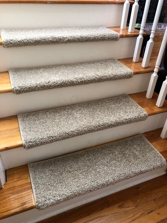 OPEN BOX SALE! Set of 14 Stratosphere Beige True Bullnose ® Carpet Stair Treads 31" wide X 10" deep