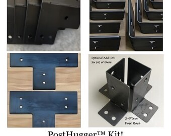 PostHugger DOUBLE Pergola Bracket Kit 14 Pc or 20 Pc | For 4x4 Posts, 1/8" Steel, Made in USA