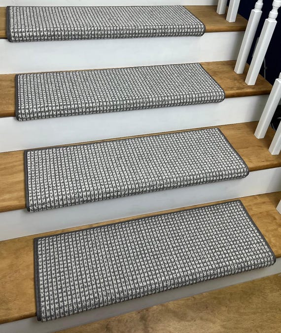 Luxury Cadence 2 Storm New Zealand Wool True Bullnose® Padded Carpet Stair Tread Runner Replacement Style, Comfort, Safety (Sold Each)