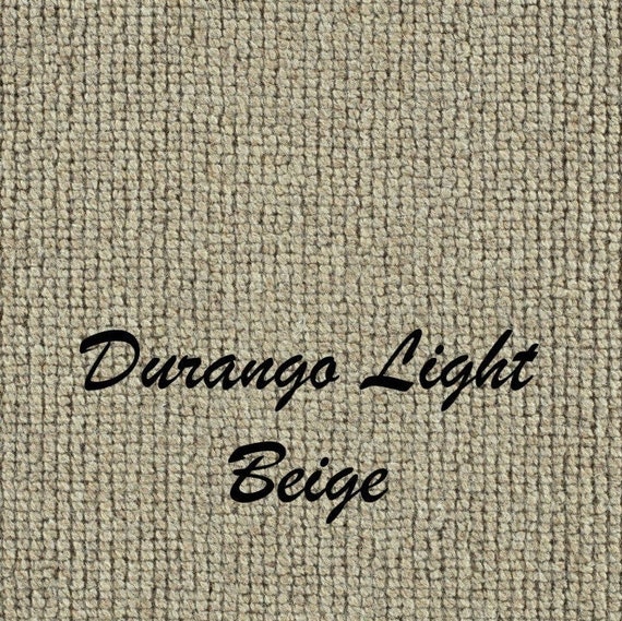 SALE BOX SET! - Set of 13 Durango Light Beige 100% Wool True Bullnose™ Padded Carpet Stair Tread 27" wide X 10" deep
