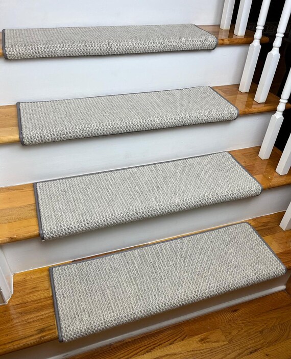 Bouclé Boxwood 100% Wool True Bullnose® Carpet Stair Tread JMish (Sold Per Step/Each)