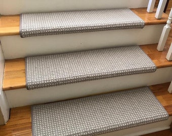 Luxury Cadence 2 Quartz New Zealand Wool True Bullnose® Padded Carpet Stair Tread Runner Replacement Style, Comfort, Safety (Sold Each)