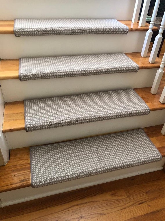 Luxury Cadence 2 Quartz New Zealand Wool True Bullnose® Padded Carpet Stair Tread Runner Replacement Style, Comfort, Safety (Sold Each)