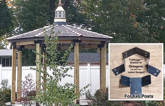 PostHugger™ 32 pc 6x6 Octagon Pergola Bracket Set | For 6x6 (5.5"x5.5") Posts | 1/8" Plate Steel Made In USA