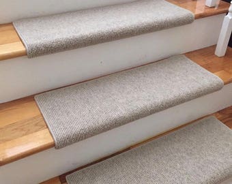 Morocco Wheat 100% Wool! True Bullnose® Padded Carpet Stair Tread Runner Replacement for Style, Comfort and Safety (Sold Each)