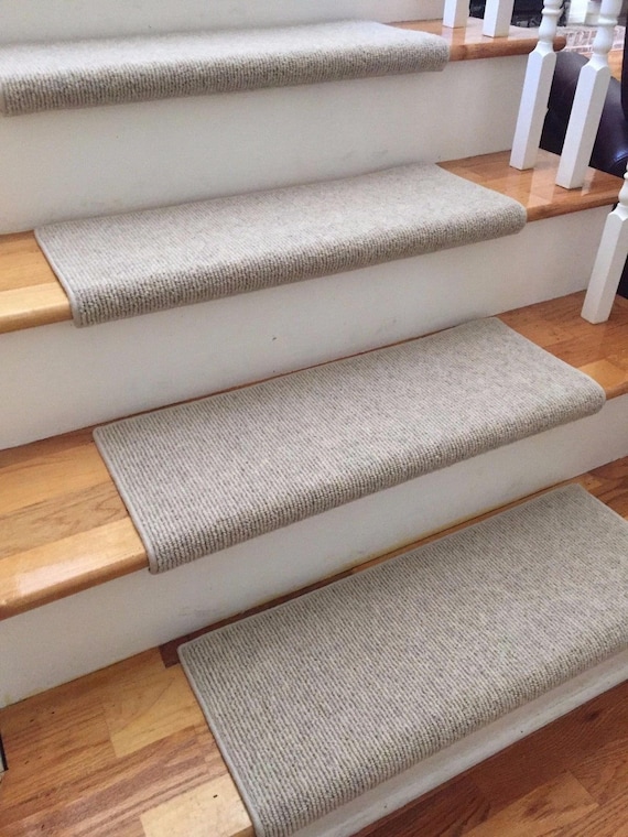 Morocco Wheat 100% Wool! True Bullnose® Padded Carpet Stair Tread Runner Replacement for Style, Comfort and Safety (Sold Each)