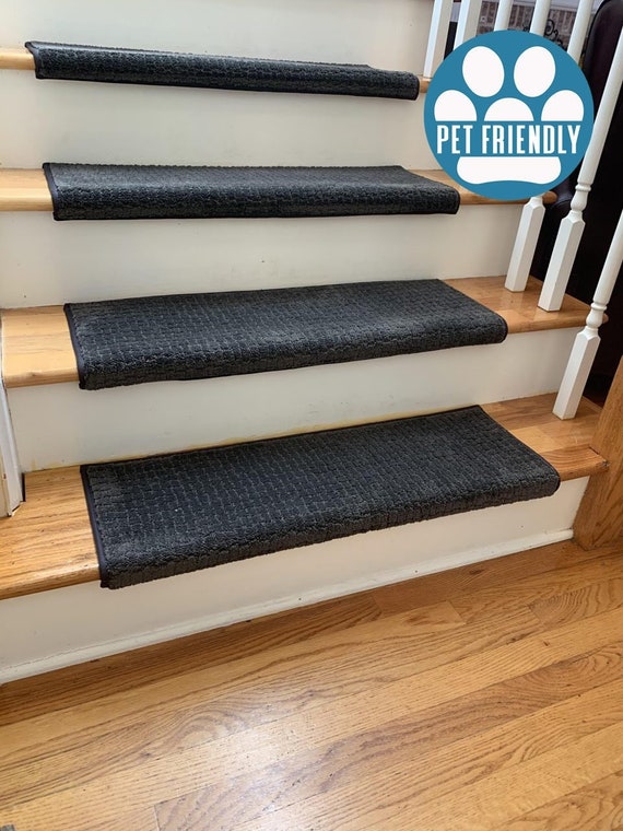 Pawstruck Nightshade (plus other colors) Pet Friendly True Bullnose® Padded Carpet Stair Tread (Sold Each)