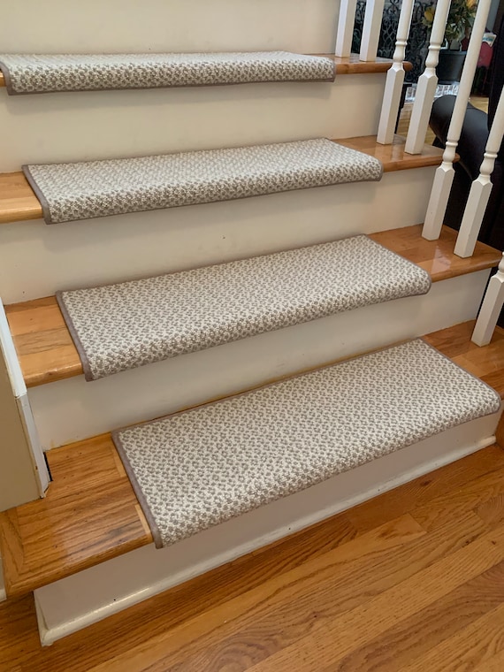 Halo Safari Light Taupe (and other colors) Wool Blend! - TRUE Bullnose™ Carpet Padded Stair Tread Runner Replacement (Sold Each)