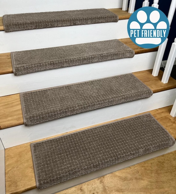 Pawstruck Driftwood (plus other colors) Pet Friendly True Bullnose® Padded Carpet Stair Tread (Sold Each)
