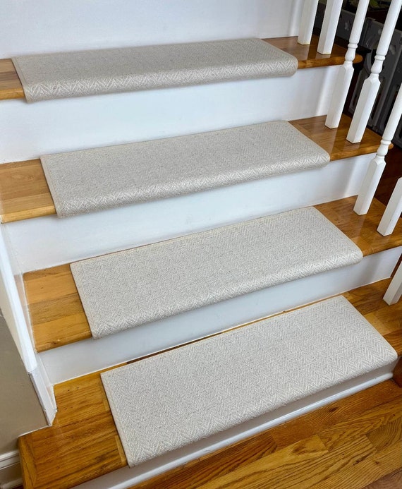 Island Wave Natural True Bullnose® Padded Carpet Stair Tread (Sold Each)