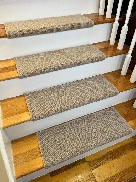 SALE BOX SET! Set of 15 Matrix Khaki Shade True Bullnose® Padded Carpet Stair Treads 27" Wide X 10" Deep